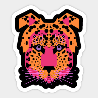 Cheetah Face, Orange and Pink Sticker